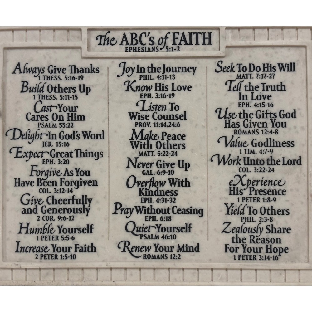 Christianbook ABC's of Faith Plaque Cream Cast Stone 8x6 Engraved Excellent